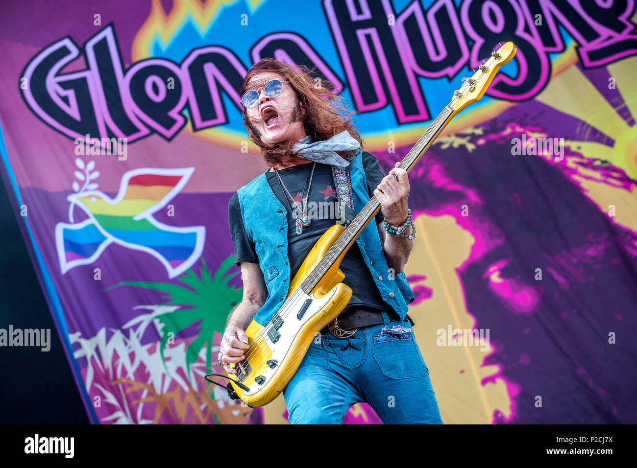 La Svezia Solvesborg - Giugno 07, 2018. Il cantante inglese ed il bassista Glenn Hughes esegue un concerto dal vivo durante la Presidenza svedese music festival Sweden Rock Festival 2018. (Photo credit: Gonzales foto - Terje Dokken). Foto Stock