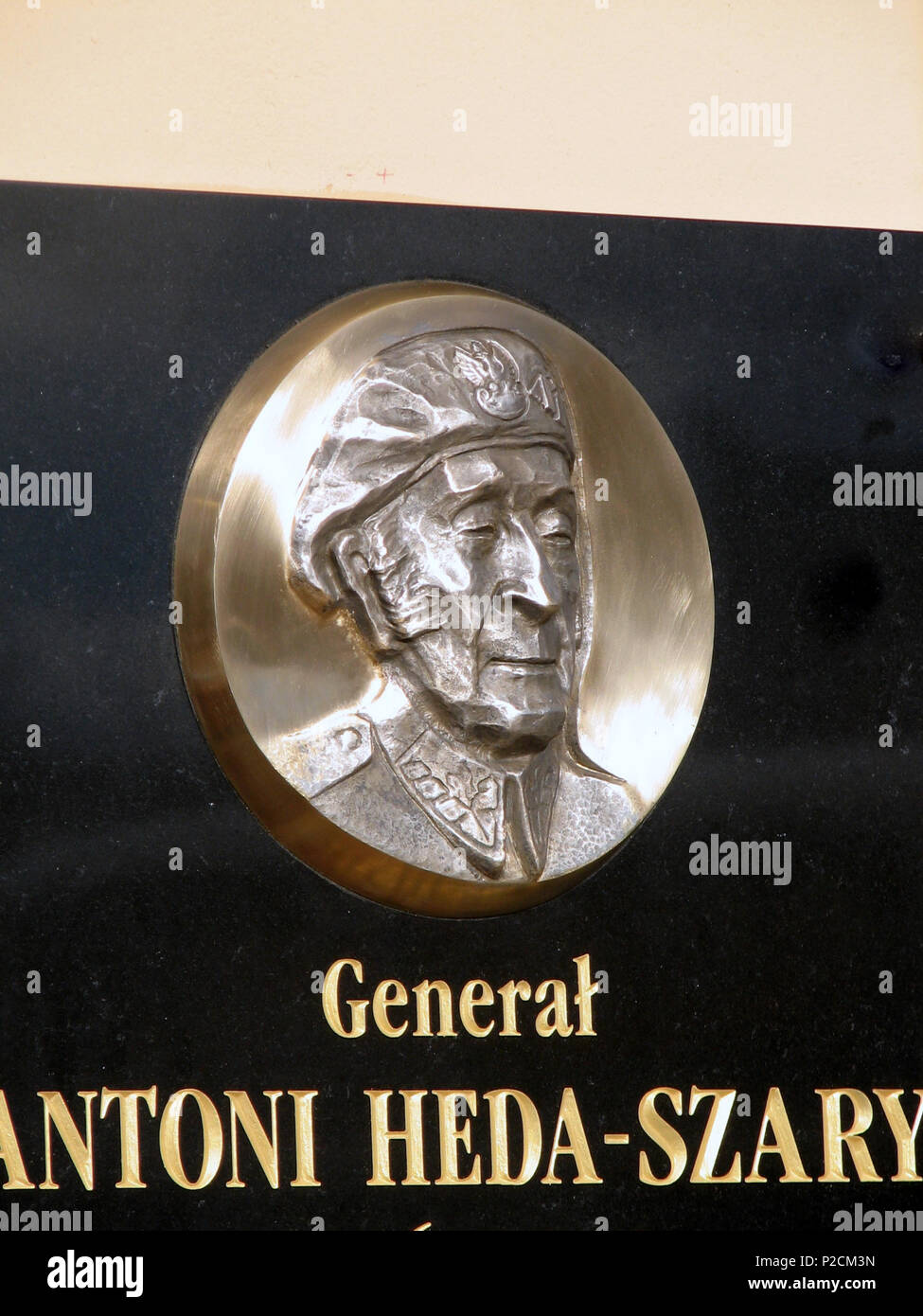 . Inglese: Lapide commemorativa generale Antoni Heda a Gdynia Chylonia stazione ferroviaria. Qui egli fu arrestato dai comunisti Ministero della Pubblica Sicurezza. Polski: Tablica upami?tniaj?ca generi?Un Antoniego Hed? Na ?cianie dworca Gdynia Chylonia. Tutaj zosta? Aresztowany przez UB. Il 12 ottobre 2010. 41 sconosciuto lapide commemorativa generale Antoni Heda a Gdynia Chylonia stazione ferroviaria - 3 Foto Stock