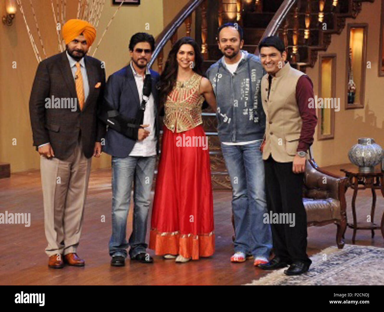 . Inglese: Chennai Express star cast e direttore sulla commedia notti con Kapil [1] . Colors 43 Promozione di Chennai Express sulla commedia notti con Kapil Foto Stock