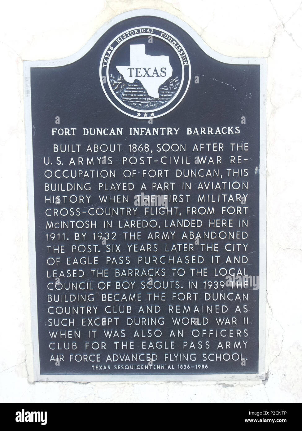 . Inglese: Fort Duncan Texas marcatore storico per le caserme . 18 gennaio 2014, 13:55:53. Pi3.124 20 Fort Duncan Texas marcatore storico per la caserma Foto Stock