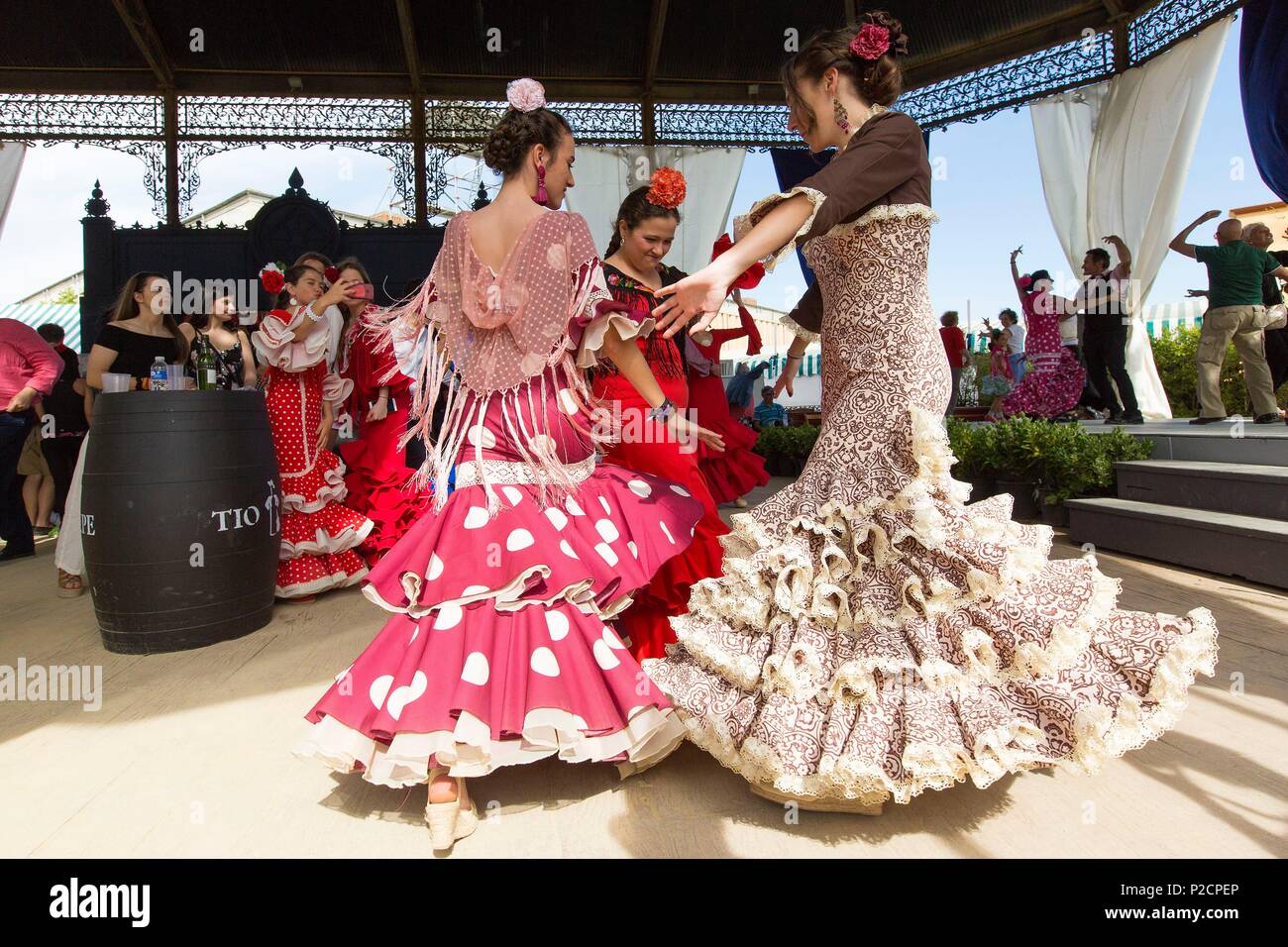 Spagna, Andalusia Cadice provincia, Jerez de la Frontera, La Feria del Caballo (la fiera dei cavalli) Foto Stock