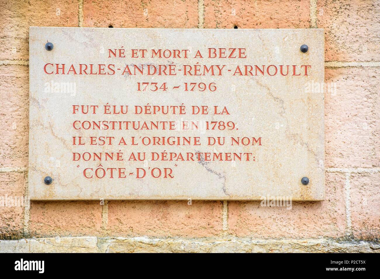 Francia, Cote-d'Or, Beze, memorila di Charles-Andre-Rémy Arnoult, vice nel 1789 Foto Stock