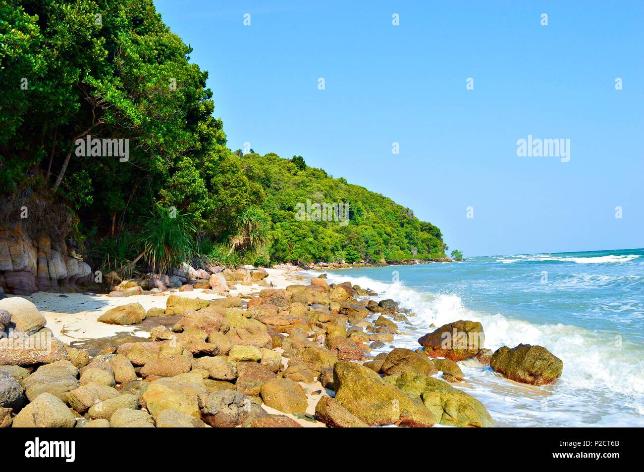 Isola e spiaggia Foto Stock