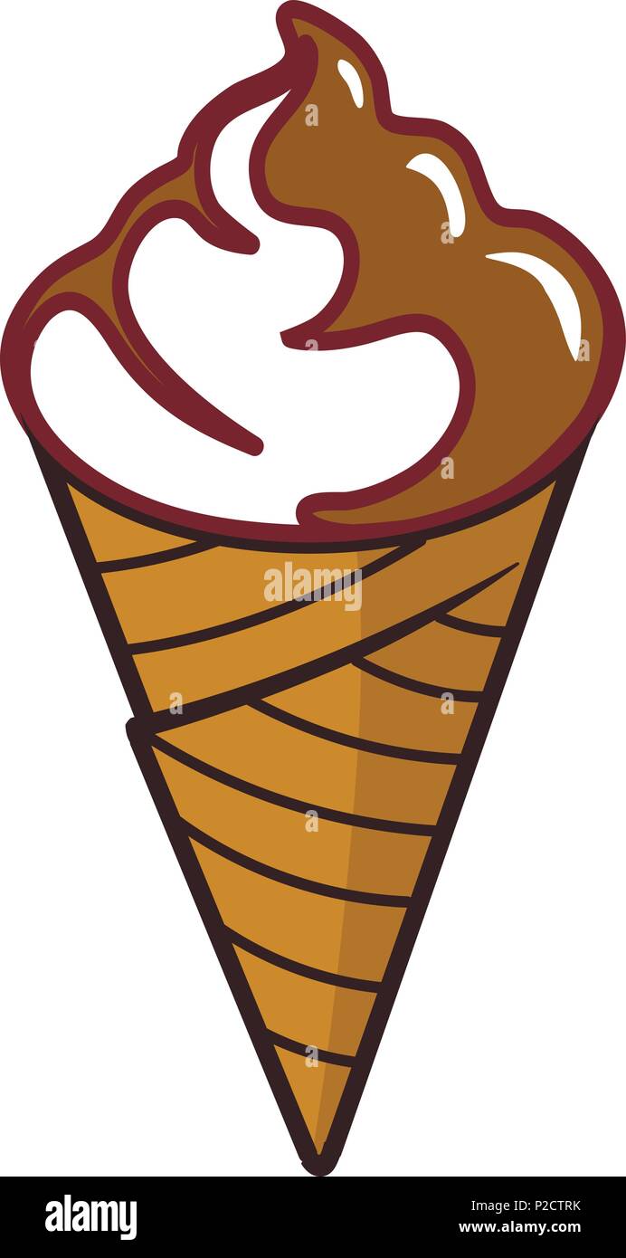Gelato al cioccolato in un cono isolato Illustrazione Vettoriale
