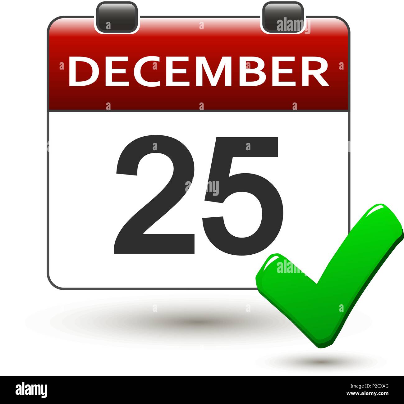 Lo strappo del calendario con titolo 25 dicembre su un bianco Illustrazione Vettoriale