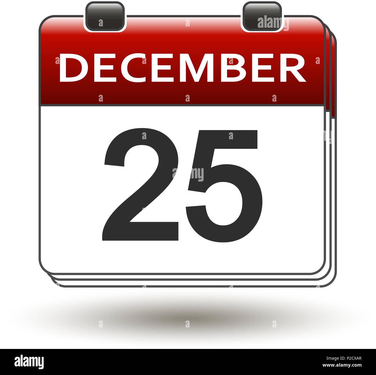 Lo strappo del calendario con titolo 25 dicembre su un bianco Illustrazione Vettoriale