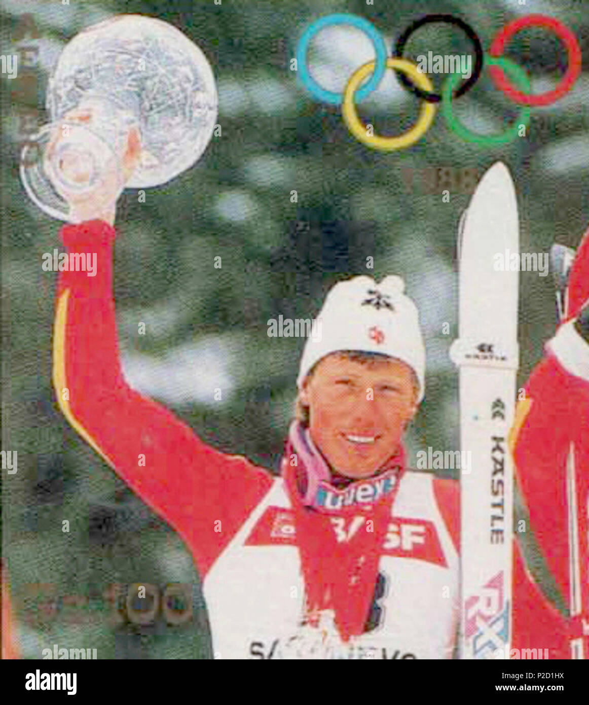 . Pirmin Zurbriggen (1963), sciatore alpino dalla Svizzera . 26 luglio 2015, 01:41:53. Castagna; il lavoro originale è stato caricato dall'utente:Materialscientist 41 Pirmin Zurbriggen 1987 Foto Stock