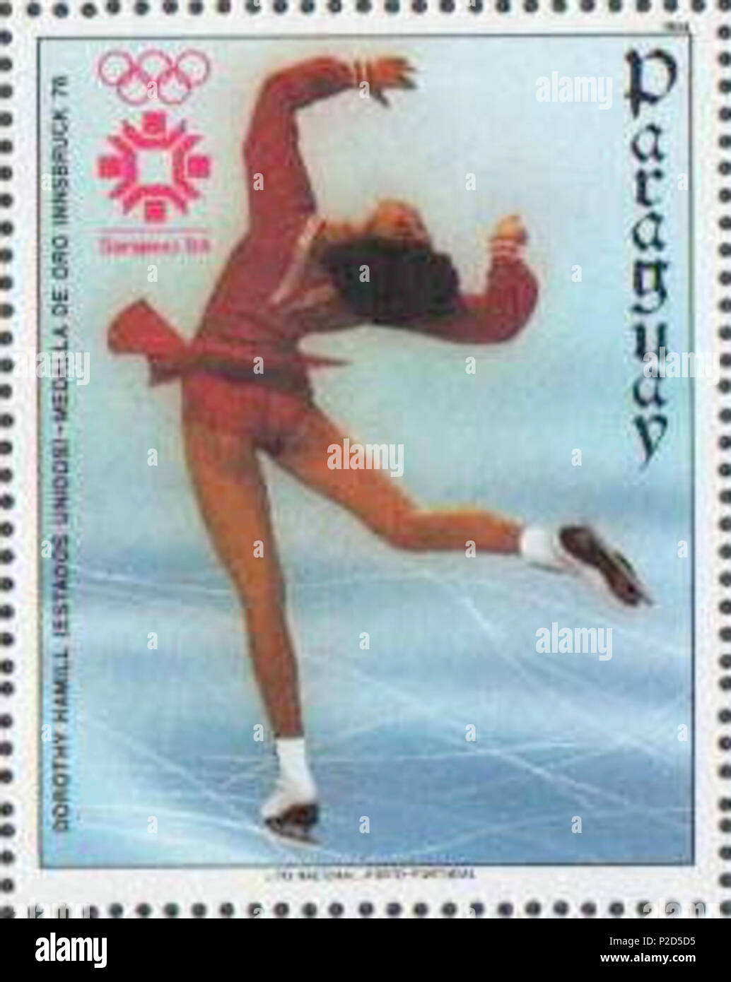 . Dorothy Hamill . 1984. 16 sconosciuto Dorothy Hamill 1984 Paraguay timbro Foto Stock