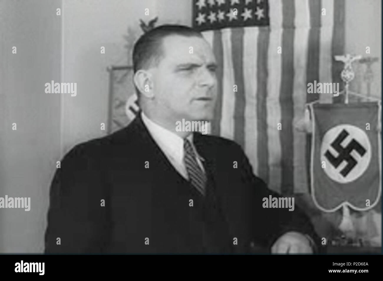 . American tedesco Bund stock a scatti: Bund leader Fritz Kuhn. Ancora da 'Marco di tempo' - outtakes - Storia RG-60.0698, Nastro 316 . 01/05/1938. 21 sconosciuto Fritz Kuhn 19380105 NARA 2 Foto Stock