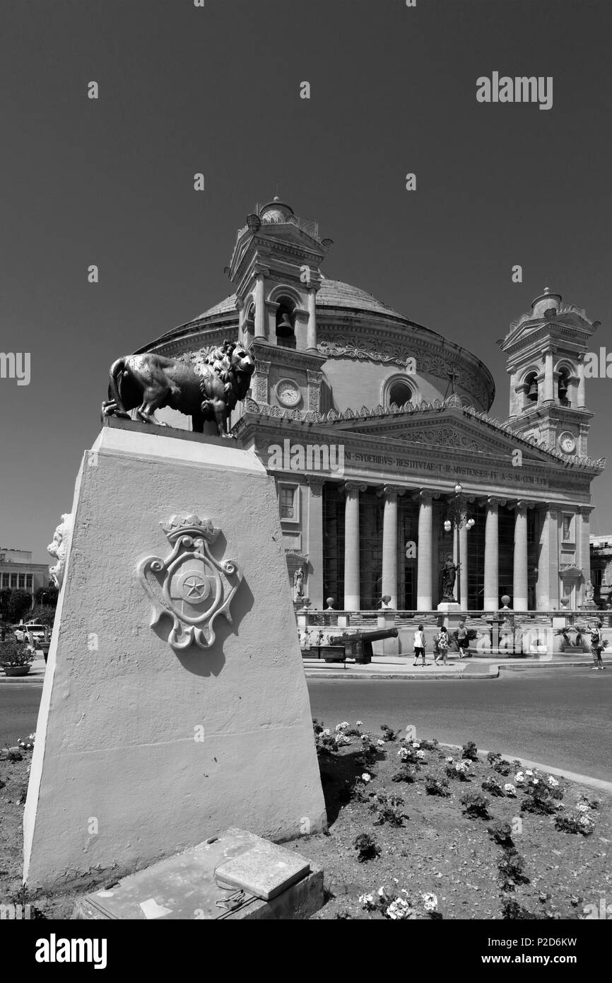 Vista esterna della chiesa parrocchiale di Santa Maria Assunta, o Rotonda di Mosta Foto Stock