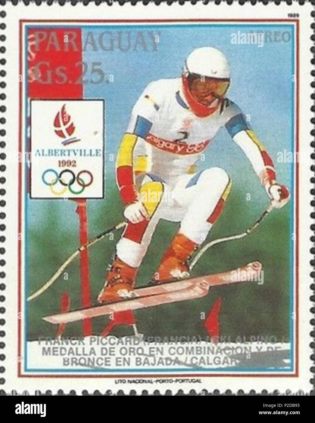 . Franck Piccard . 1989. Unknown 21 Franck Piccard 1989 Paraguay 3 timbro Foto Stock