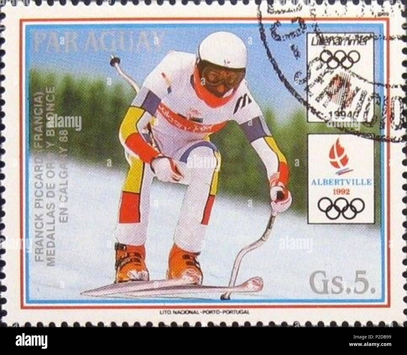 . Franck Piccard . 1989. Unknown 21 Franck Piccard 1989 Paraguay timbro Foto Stock