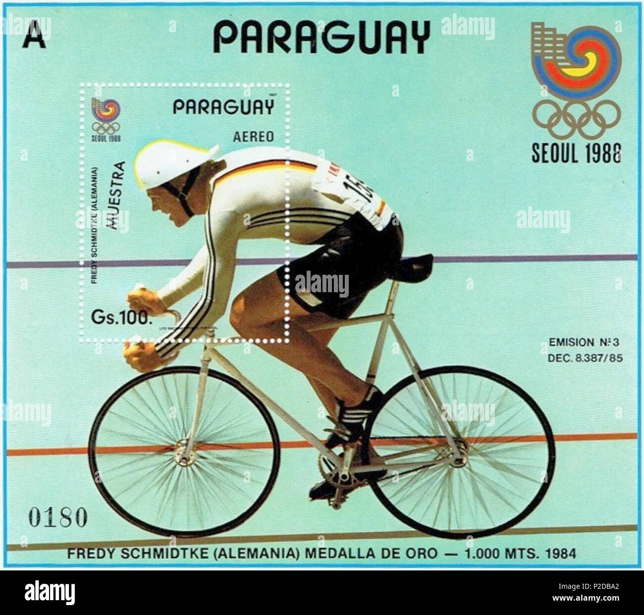 . Fredy Schmidtke . 1988. 21 sconosciuto Fredy Schmidtke 1988 Paraguay stamp 2 Foto Stock