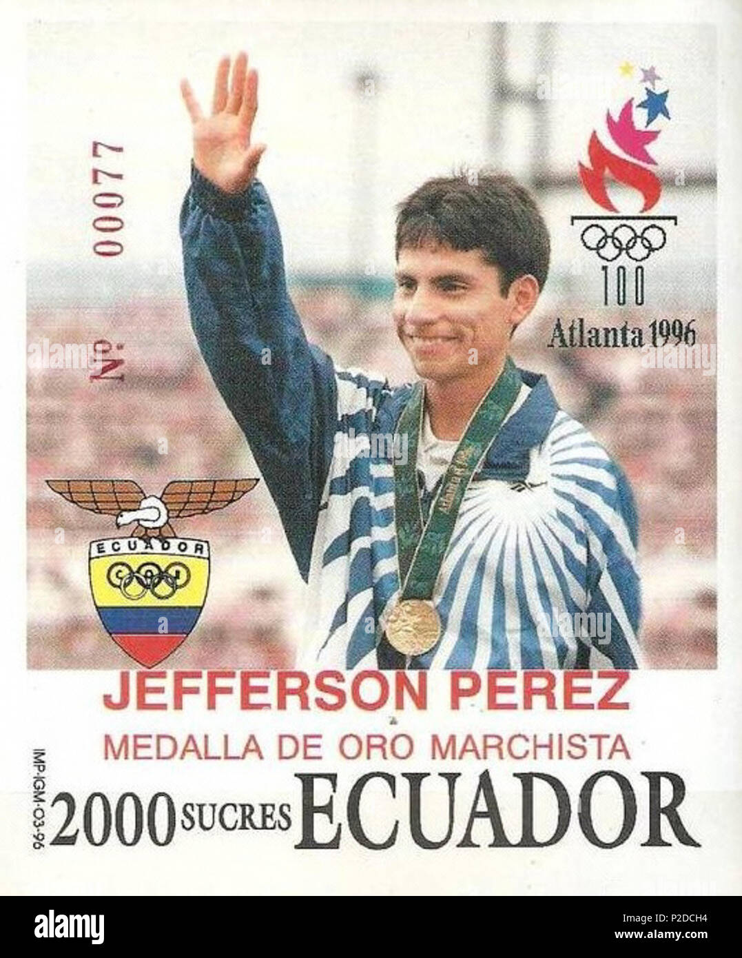 27 Jefferson Pérez 1996 Ecuador timbro Foto Stock