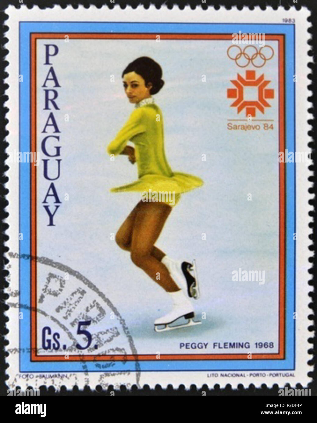 . Peggy Fleming . 1983. 40 sconosciuto Peggy Fleming 1983 Paraguay timbro Foto Stock
