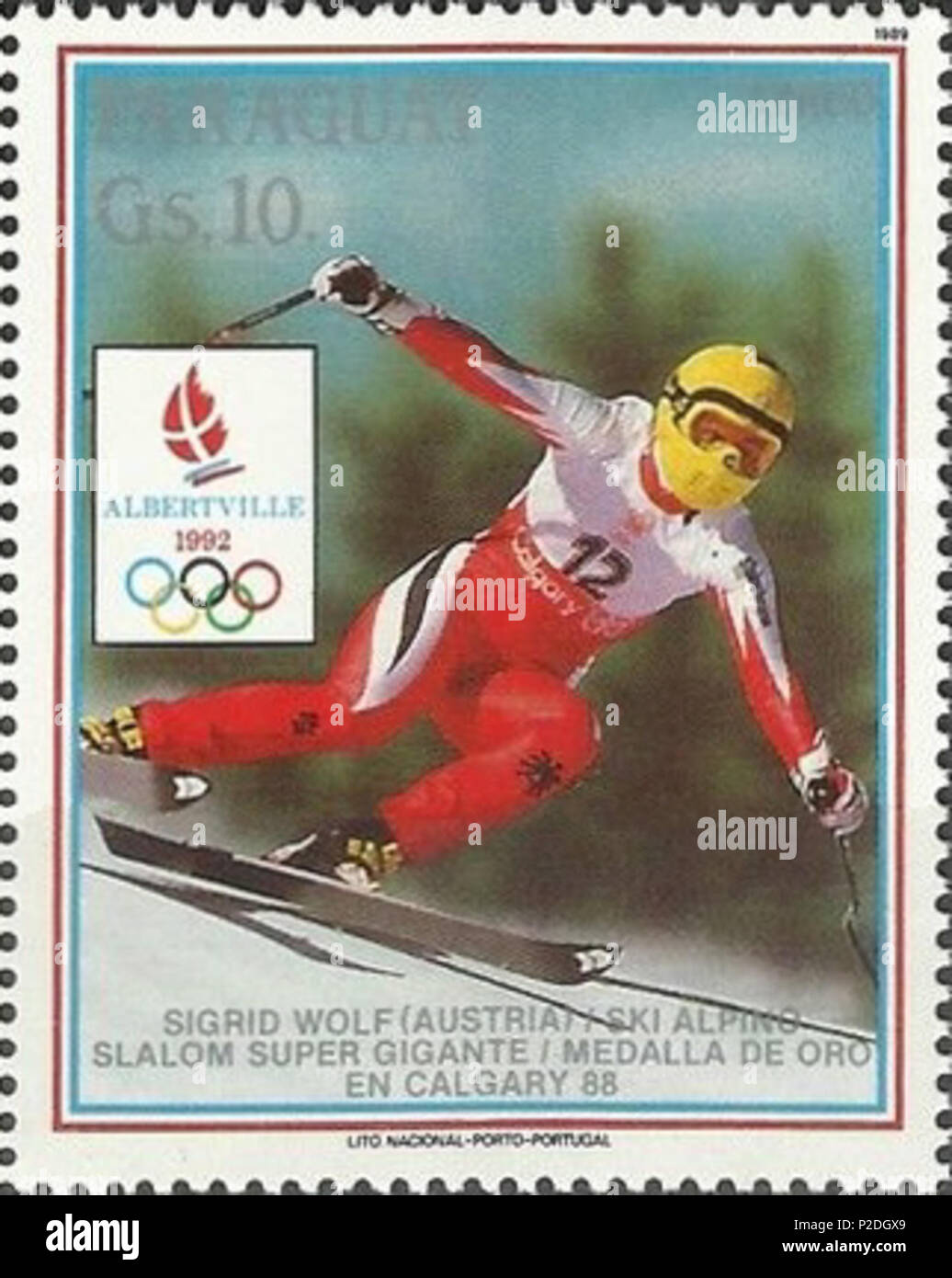 . Sigrid Wolf . 1989. 52 sconosciuto Sigrid Wolf 1989 Paraguay timbro Foto Stock