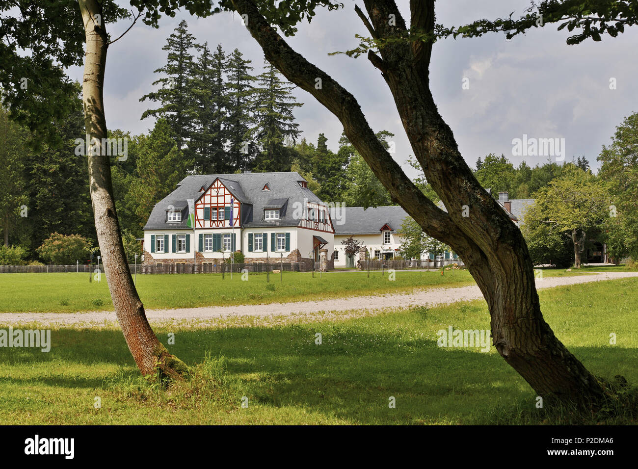 Forester house, Forsthaus Soonwald in Entenpfuhl, Soonwald, distretto amministrativo di Bad Kreuznach, Regione di Nahe-Hunsrueck Foto Stock