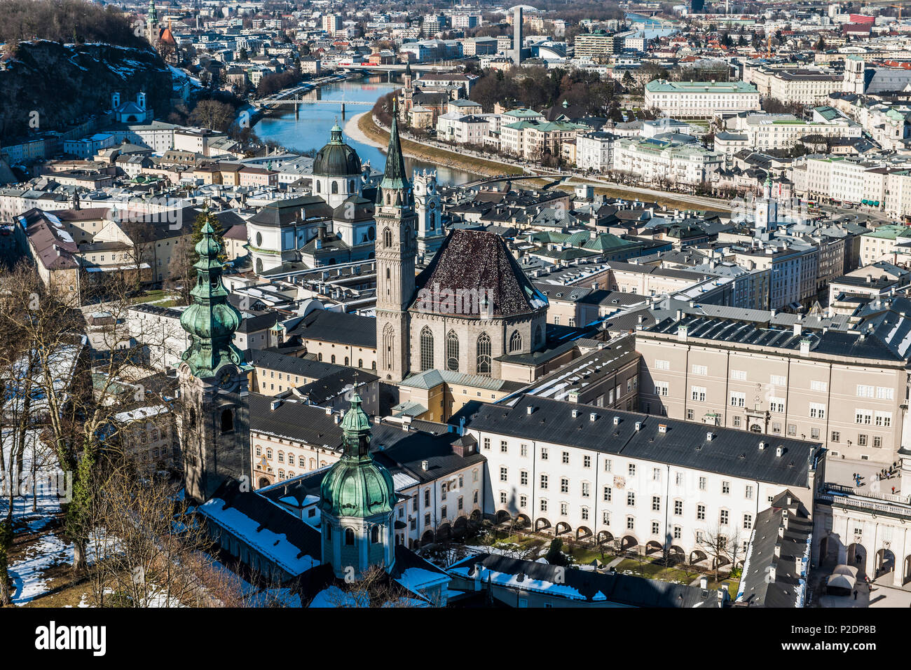 Vista di Salisburgo da castello Hohensalzburg di Salisburgo, Austria, Europa Foto Stock