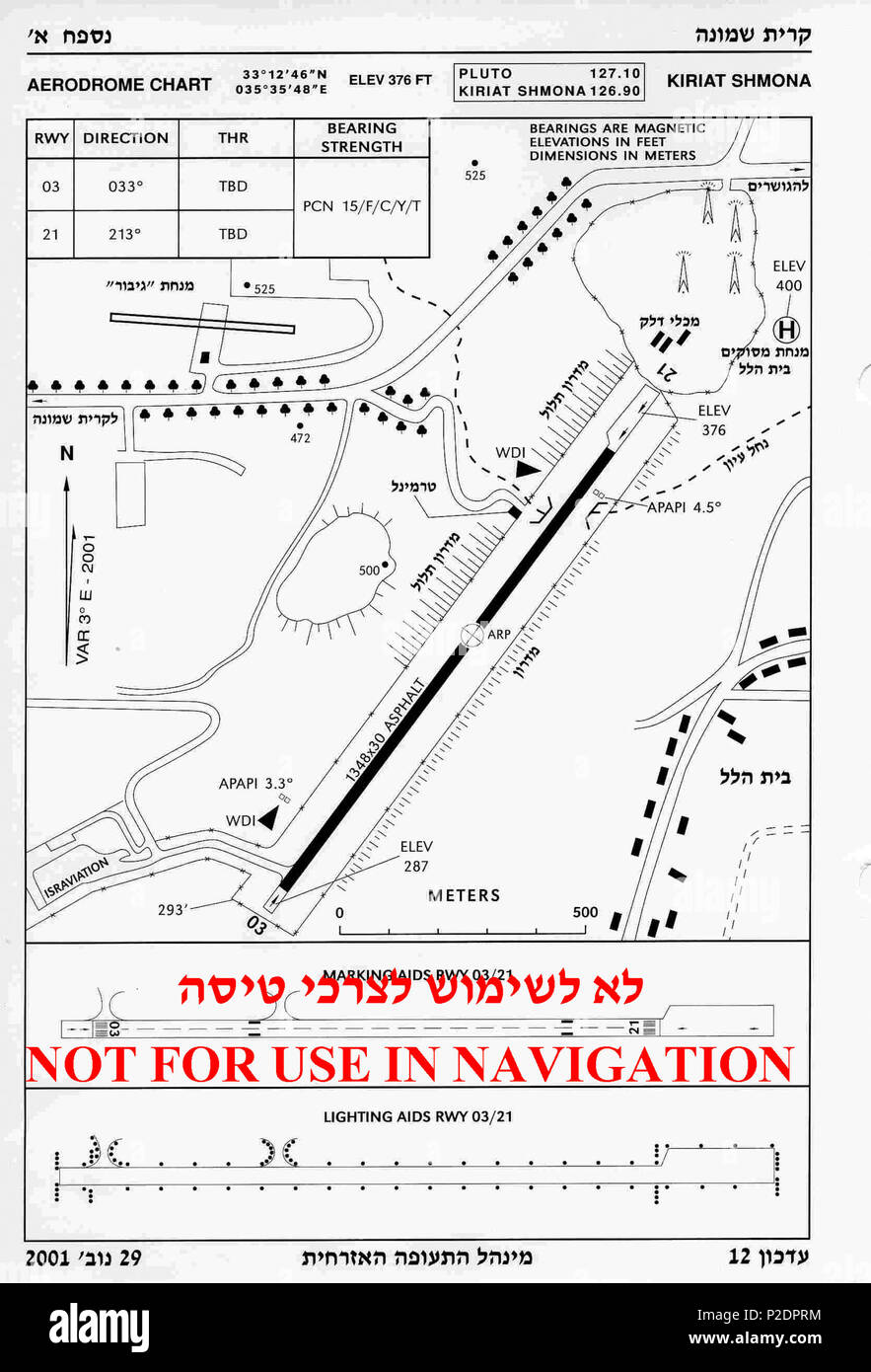 . Inglese: Kiryat Shmona Aeroporto (Israele) grafico . Il 7 ottobre 2009. Etan Tal 29 KiriatShmonaAerodrome Foto Stock