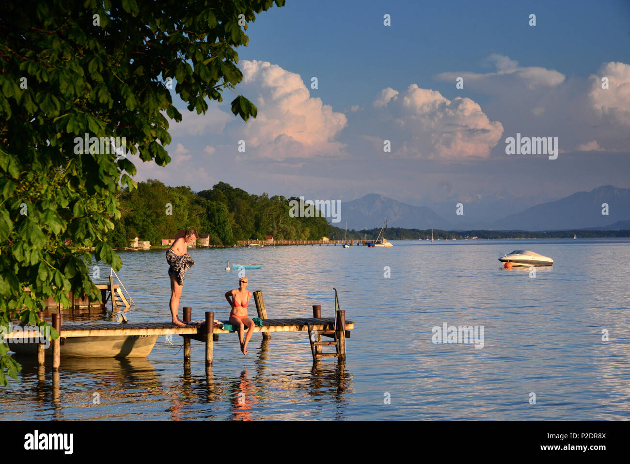 Presso il Lago Starnberger vicino Ambach, Alta Baviera, Baviera, Germania Foto Stock