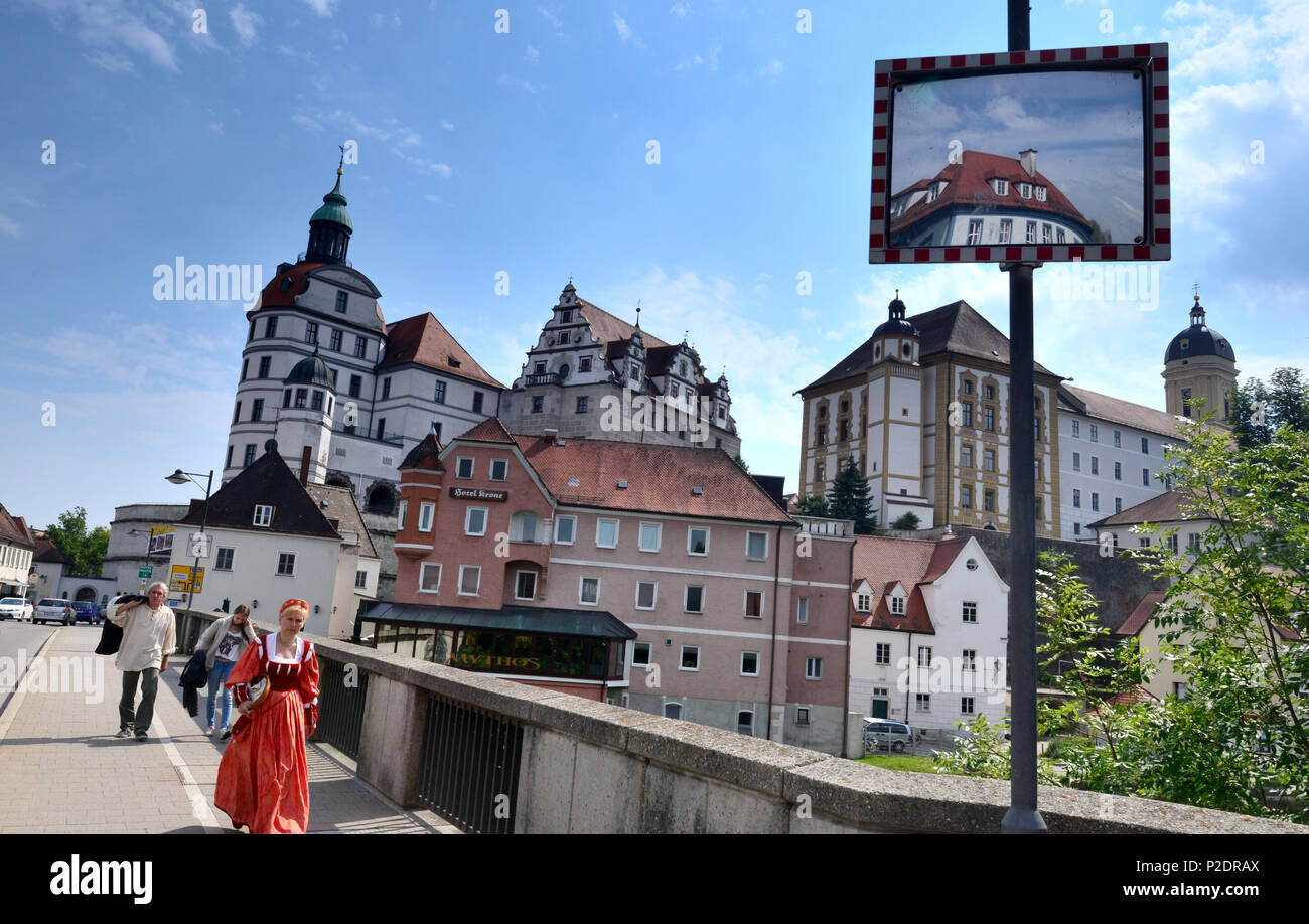 Vista del castello, Neuburg an der Danubio, Alta Baviera, Baviera, Germania Foto Stock