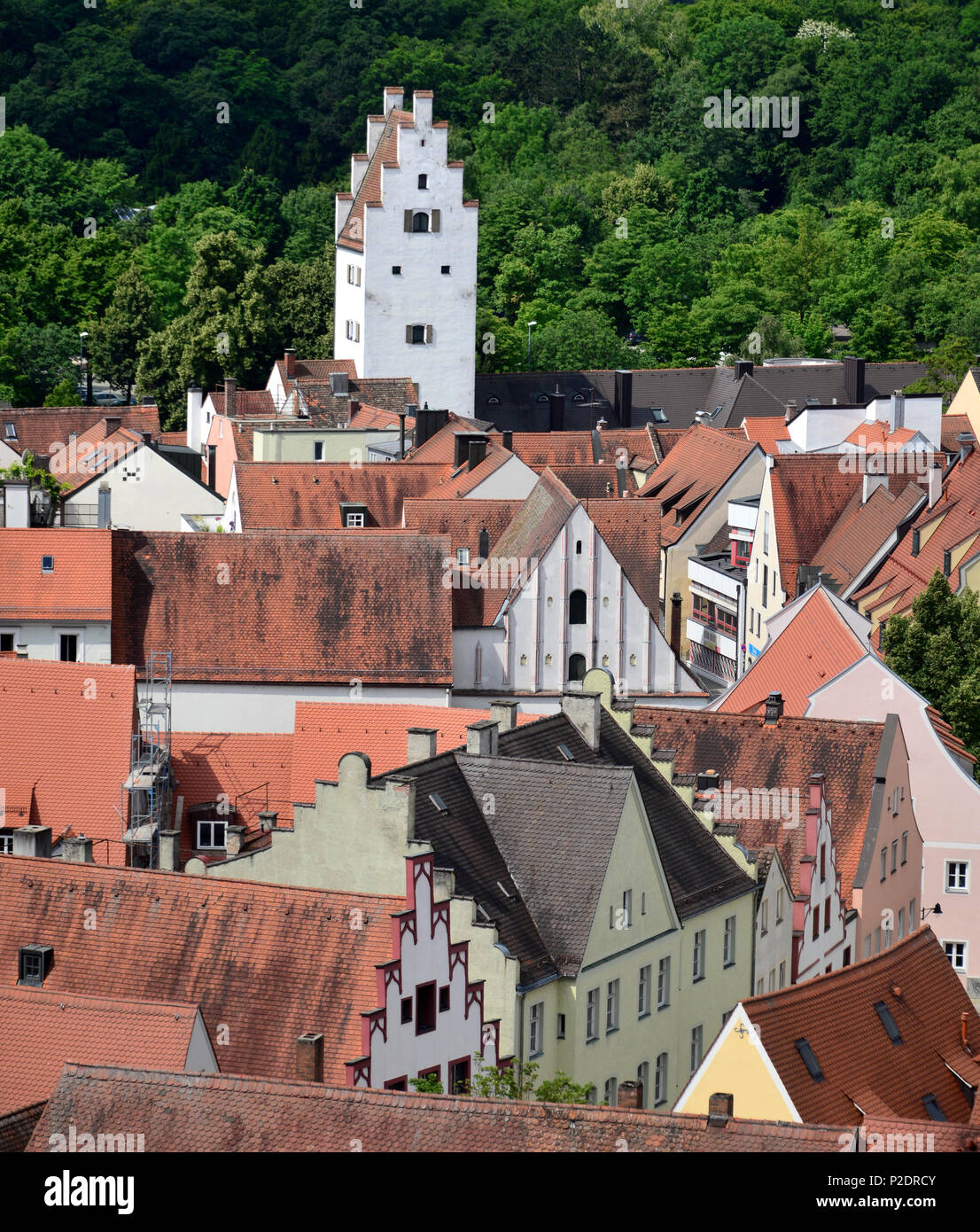 Vista a ovest dal Pfeifturm, Ingolstadt, Alta Baviera, Baviera, Germania Foto Stock