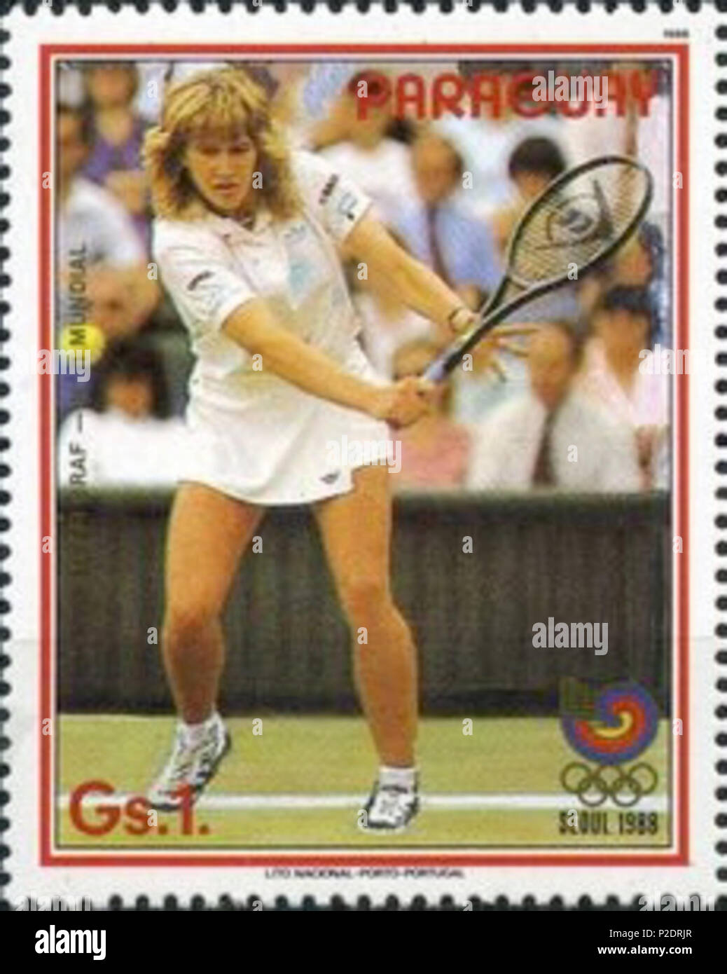 . Steffi Graf . 16 agosto 1988. 60 sconosciuto Steffi Graf 1988 Paraguay timbro2 Foto Stock