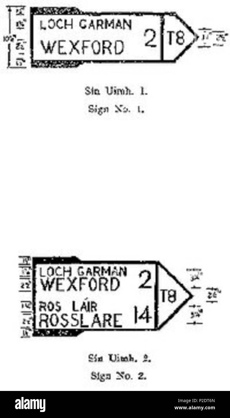 . Inglese: T8 cartello stradale, 1956 . 1956 (27 febbraio 2009 (prima versione); 24 febbraio 2009 (ultima versione). Governo dell'Irlanda. Uploader originale era Marmurr1916 a en. 61 T8 Cartello stradale Foto Stock