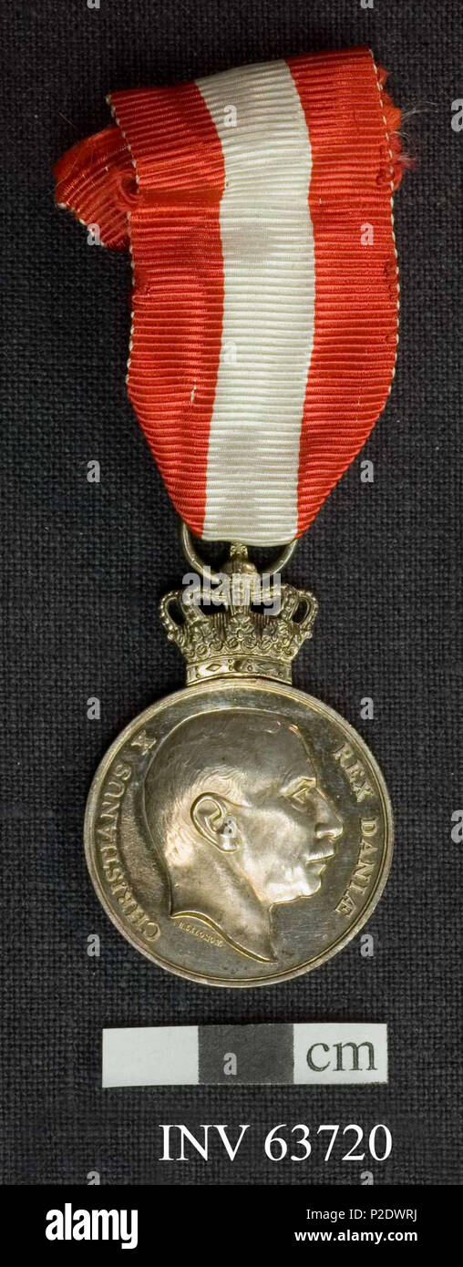 . Inglese: medaglia danese: il re Cristiano X la libertà della medaglia, chiamato anche "Pro Dania' dall'iscrizione sulla retromarcia. . Armémuseum 4 AM063720 Kong Christian Xs frihetsmedalje effetti Foto Stock