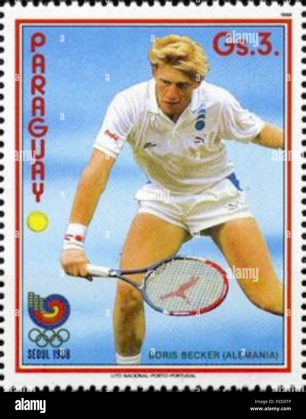 . Boris Becker . 1988. 8 sconosciuto Boris Becker 1988 Paraguay timbro2 Foto Stock