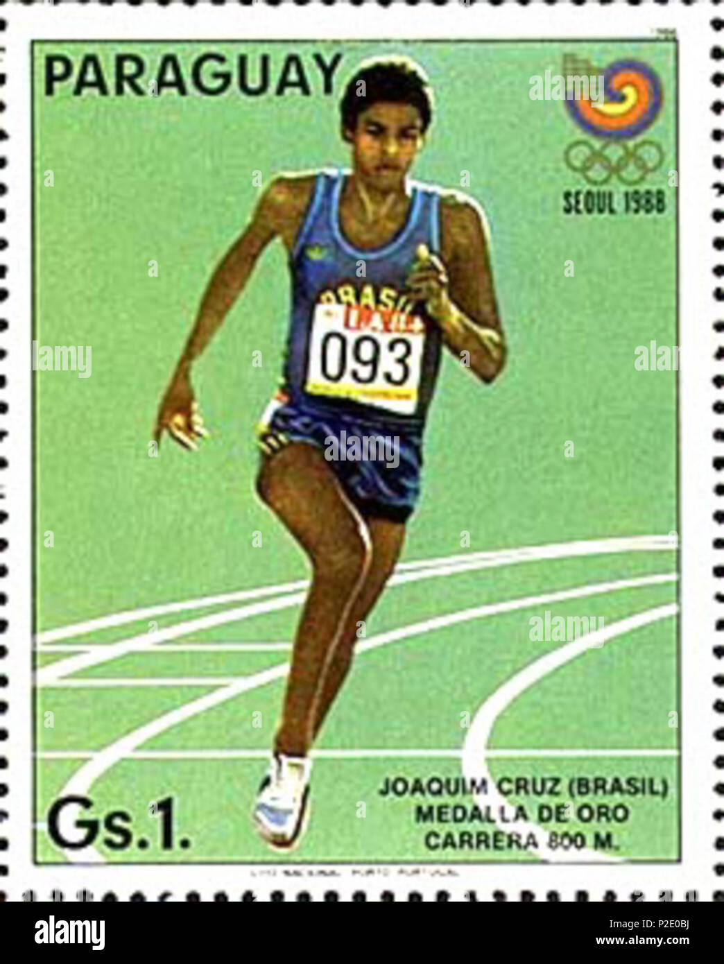. Joaquim Cruz . 1986. 27 sconosciuto Joaquim Cruz 1986 Paraguay timbro Foto Stock