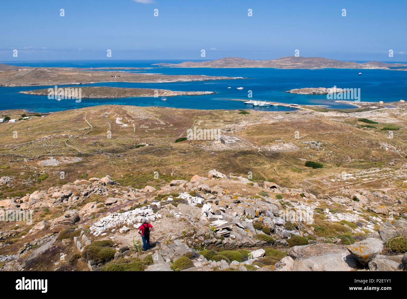 Grecia CICLADI, Isola di Delos, elencati come patrimonio mondiale dall' UNESCO, il sito archeologico Foto Stock