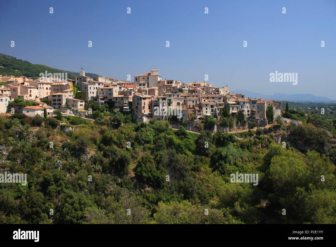 Francia, Alpes Maritimes, Tourettes sur Loup, vista generale del villaggio Foto Stock