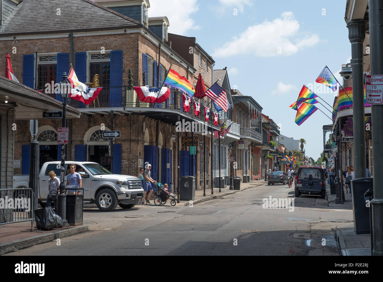 Quartiere Francese, Bourbon Street, New Orleans Foto Stock