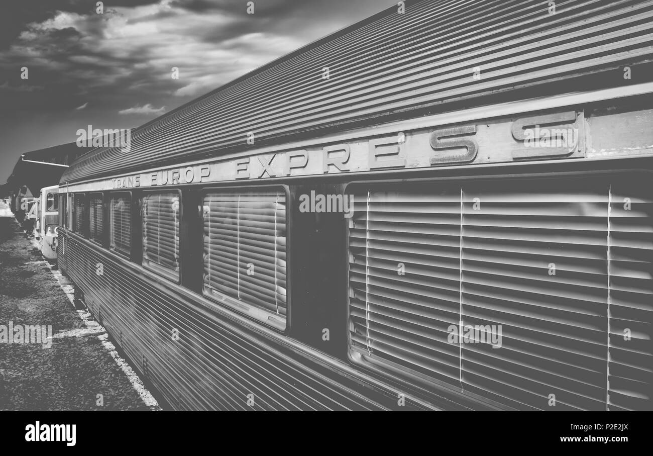 Dettaglio di un vecchio treno carro in Francia Foto Stock