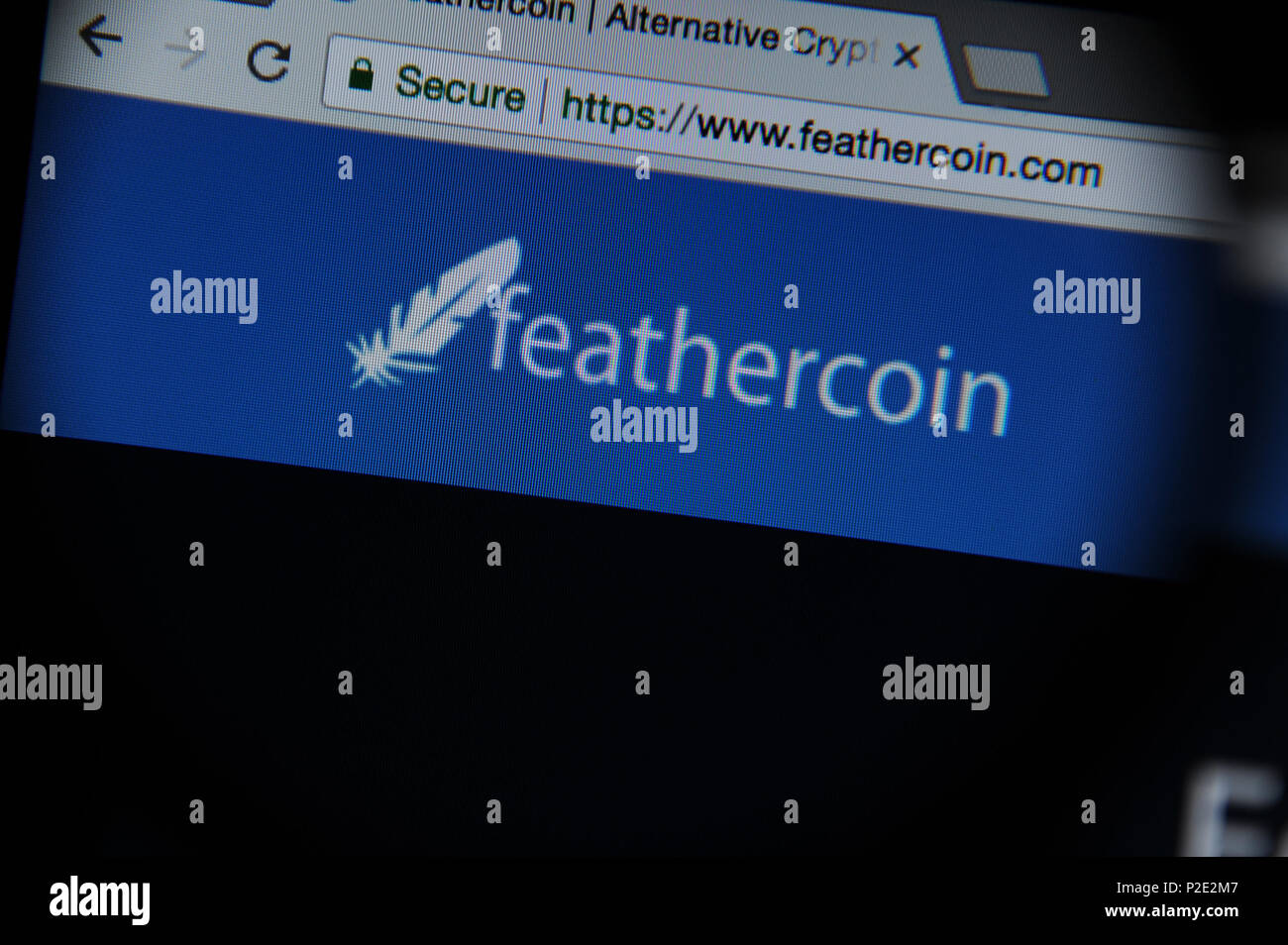 Il Feathercoin cryptocurrency website Foto Stock