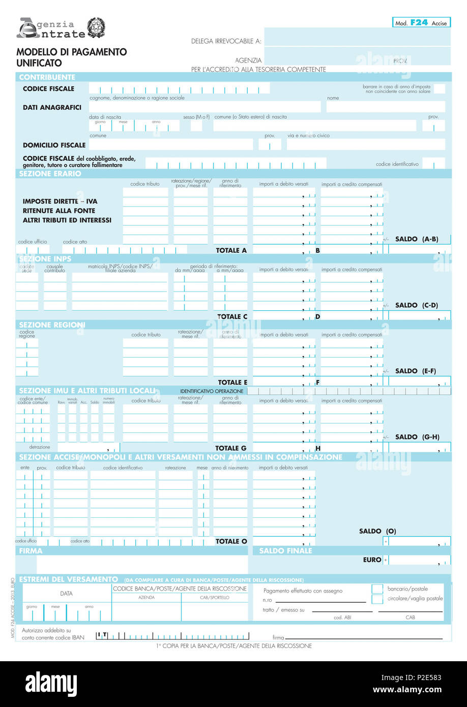 35 Richiesta di cofinanziamento F24 Accise Foto Stock