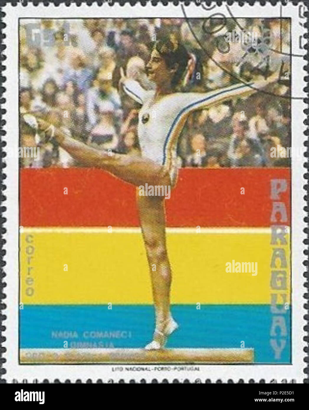 . Nadia Com?neci . 1976. 36 sconosciuto Nadia Comaneci 1976 Paraguay timbro Foto Stock