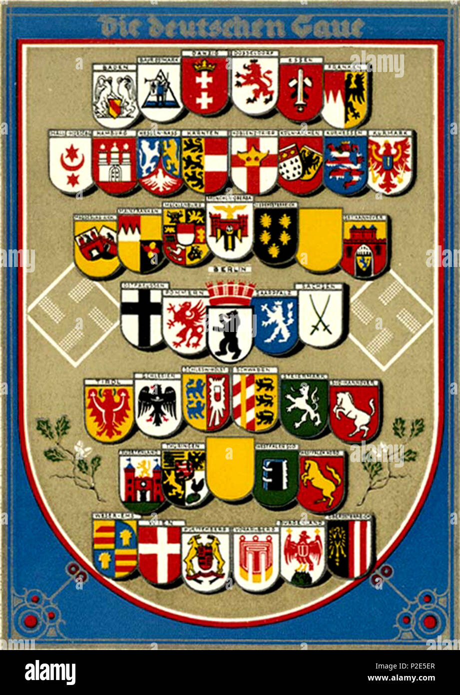 . Inglese: cartolina di Propaganda della Germania nazista, Gaues tedesco del Reich, lato anteriore, Ottobre 6, 1939 ???????: ???????????????? ???????? ???????? ????????????? ??? ?????, 6 ??????? 1939 ????. 1939-10-06: originale caricare data: 2009-08-09. Deutsche Reichspost (stato tedesco post); caricati dall'utente:Nickpo 36 NaziGauePostcard1939-10-06-anteriore Foto Stock