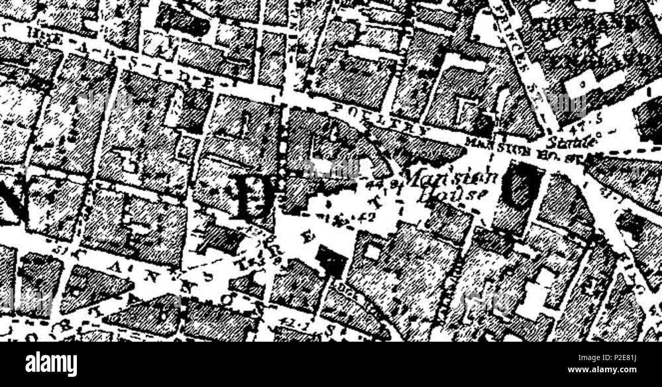 . Inglese: Un 1882 mappa di Cheapside a Londra, Inghilterra. 1882. Ordnance Survey 12 Cheapside mappa 1882 Foto Stock