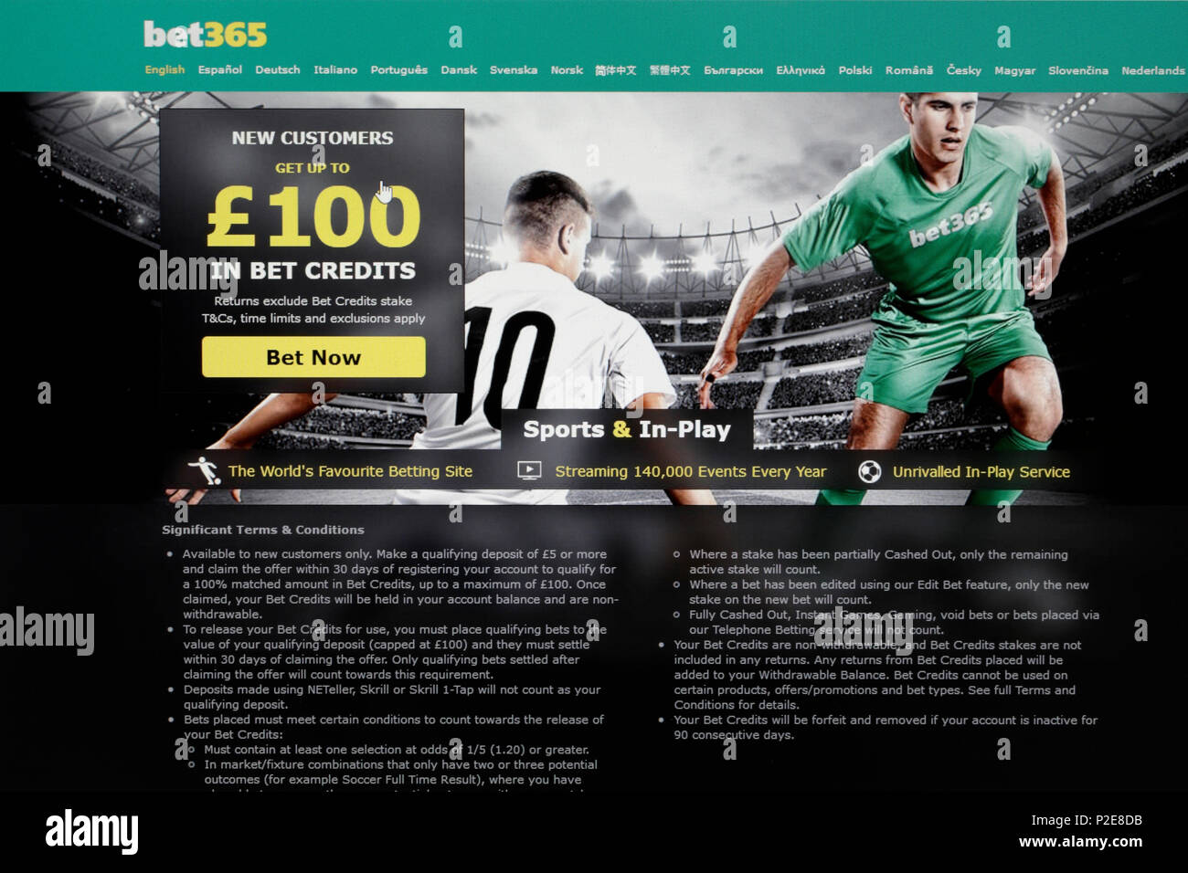 Bet365 il gioco d'azzardo on line sito web Foto Stock