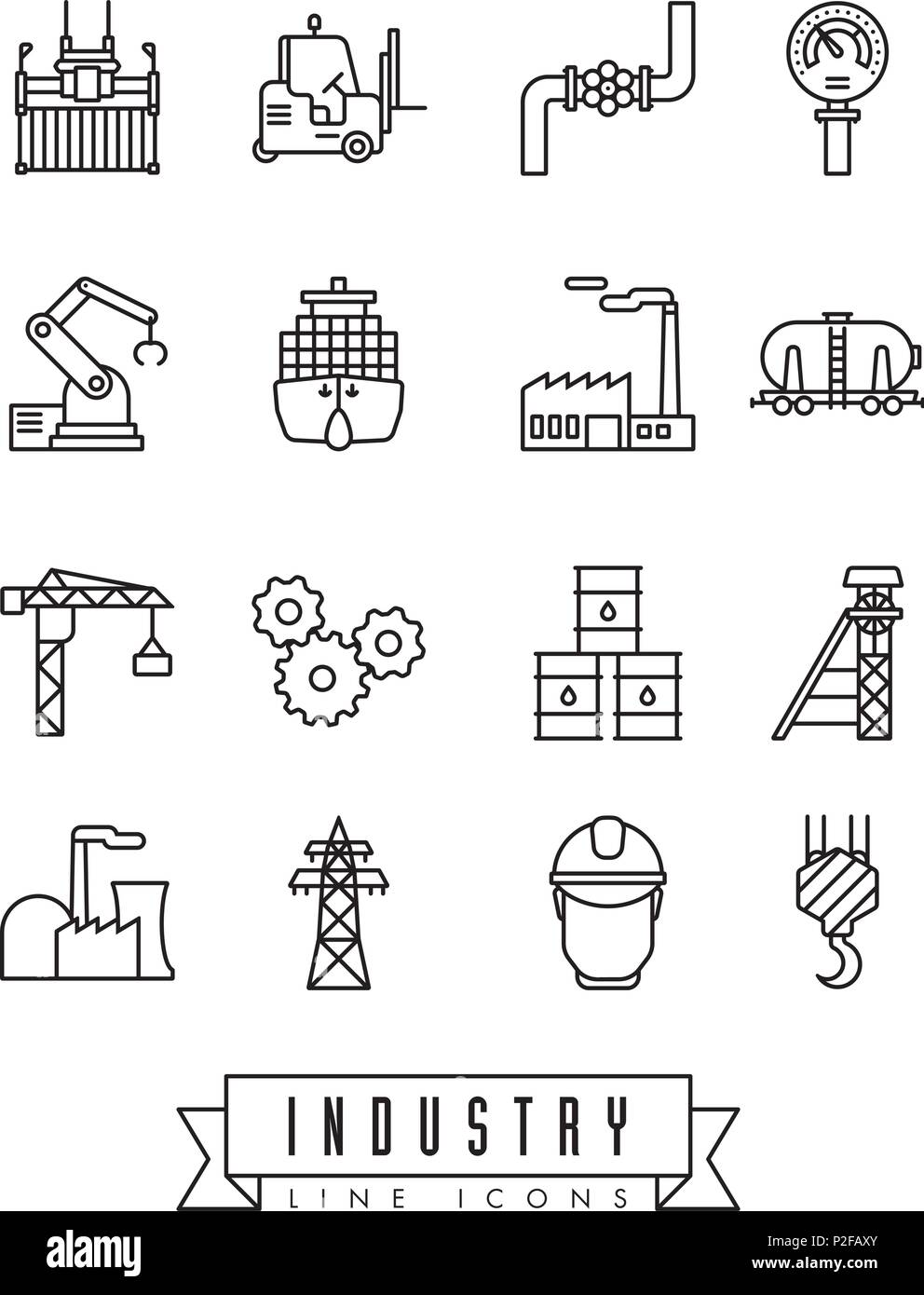 Raccolta di industria di vettore a tema le icone della linea Illustrazione Vettoriale