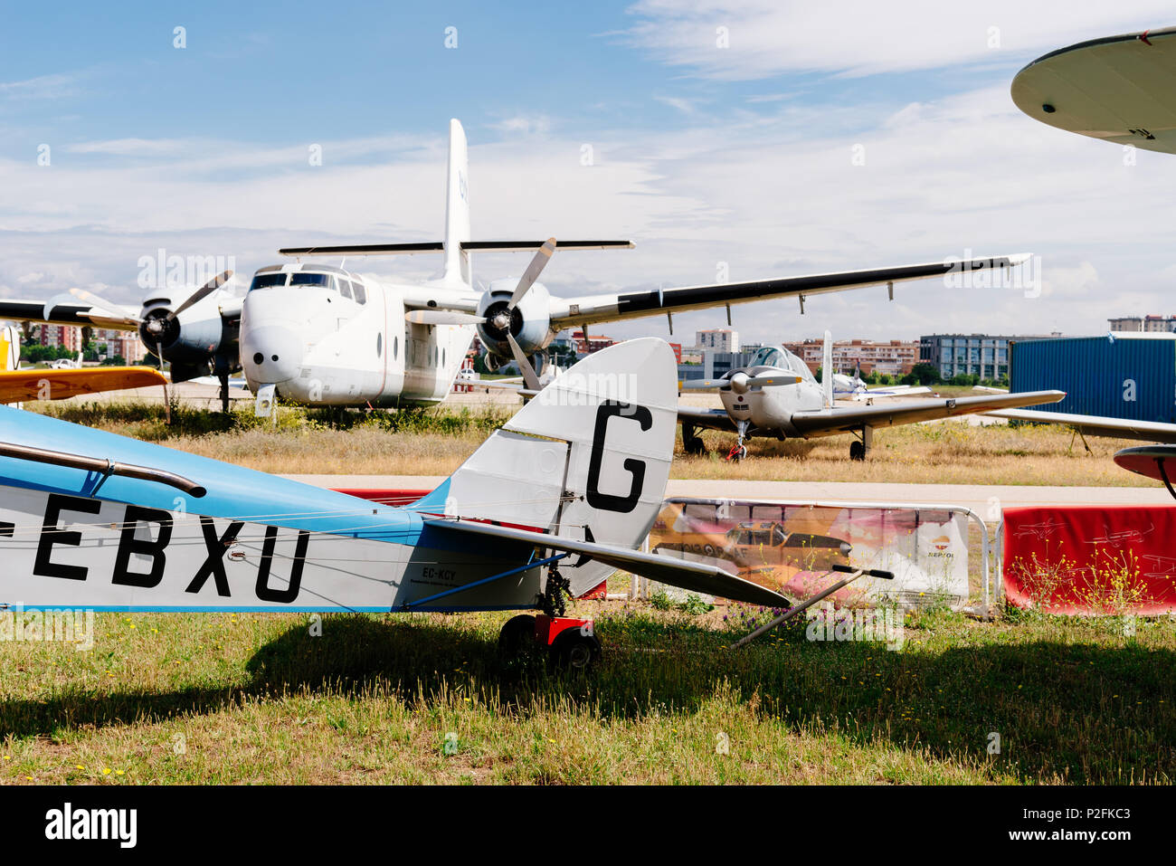 Madrid, Spagna - 3 Giugno 2018: De Havilland DH-60 Moth da 1925 aeromobile durante air show della storica collezione aerei a Cuatro Vientos airport Foto Stock