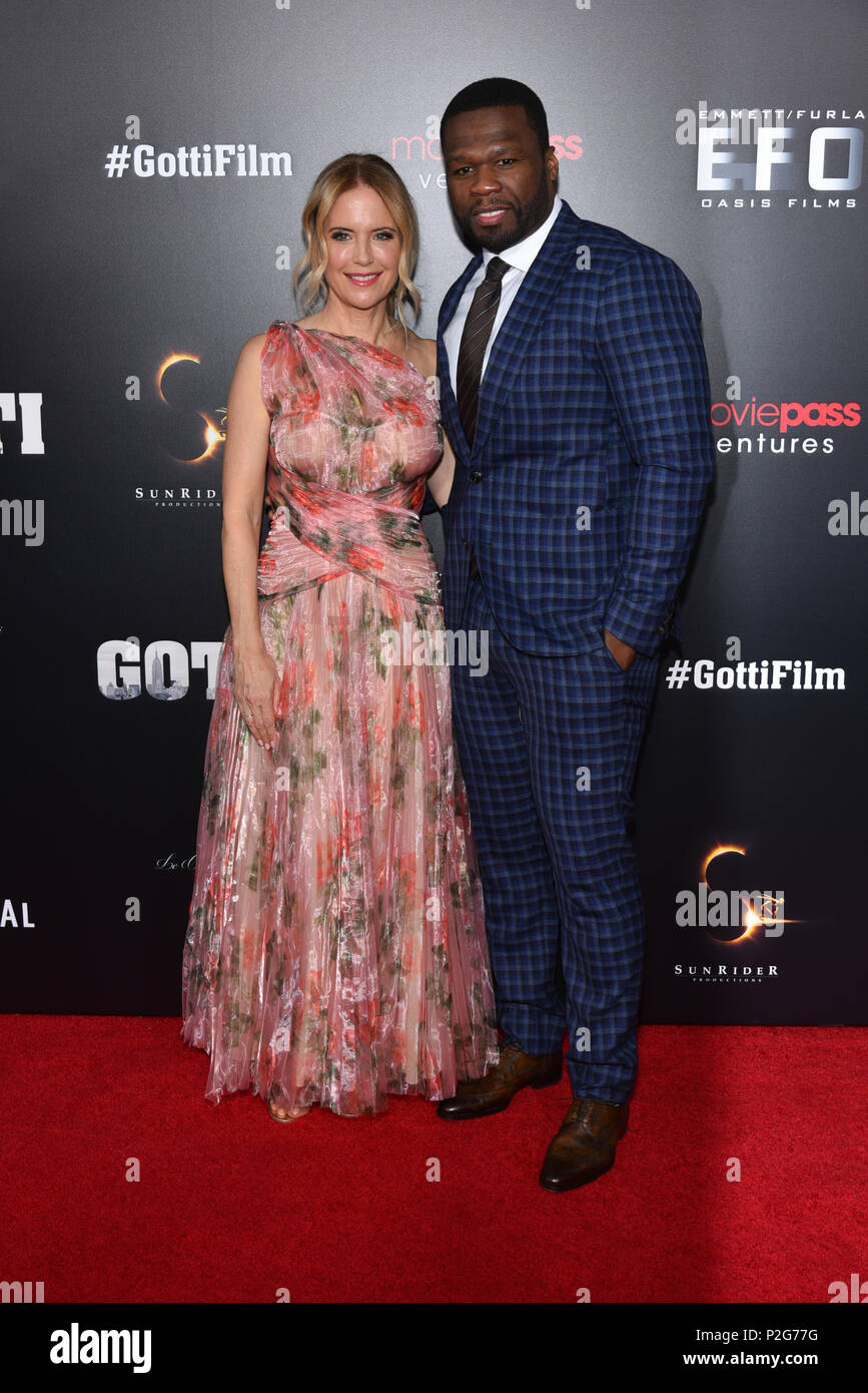 New York, Stati Uniti d'America. Xiv Jun, 2018. Kelly Preston e 50 Cent frequentare il "Gotti' New York premiere al teatro SVA il 14 giugno 2018 a New York City. Credito: Erik Pendzich/Alamy Live News Foto Stock
