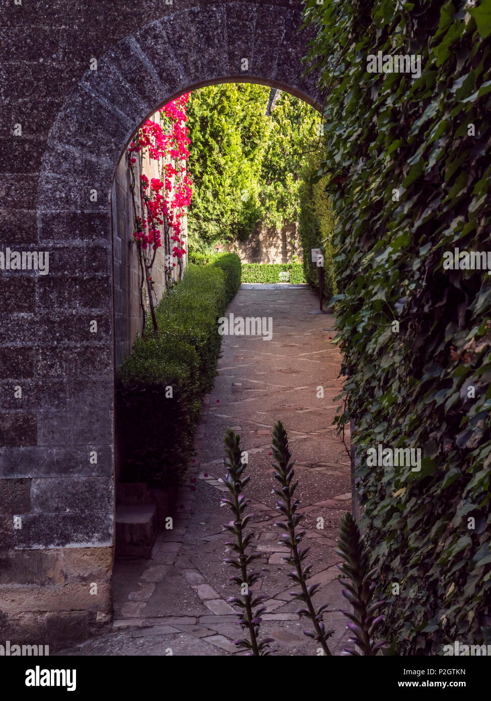 Almodovar del Rio, Cordoba, Spagna - 9 Giugno 2018: accesso interno al omaggio torre, è una fortezza di origine musulmana, era un forte romano e la Foto Stock