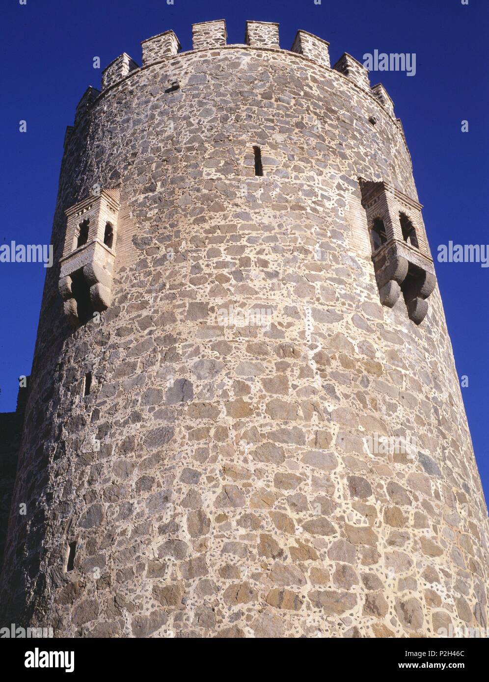 Almena del Castillo de San Servando, (reconstruido en el s.XIV). Toledo Provincia de España, en la Comunidad Autónoma de Castilla-La Mancha. Foto Stock