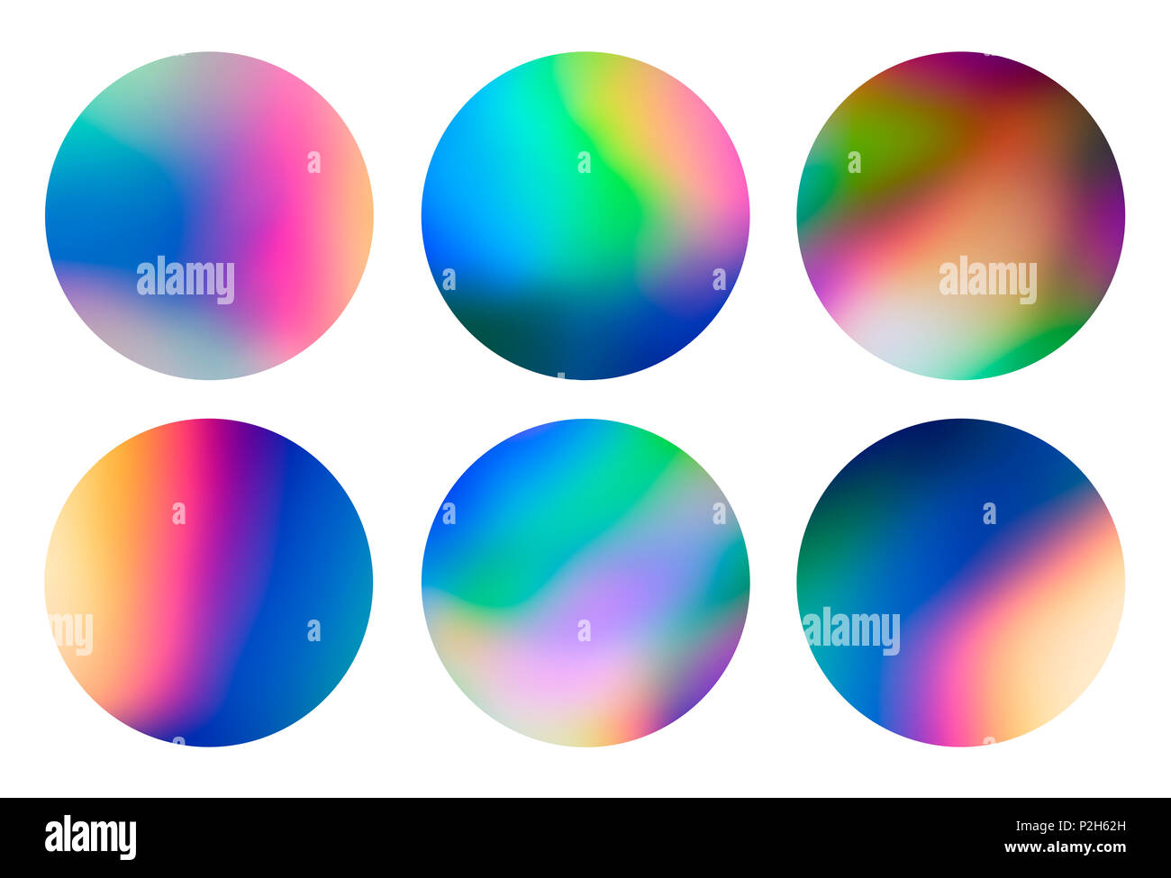 Spettro vaporwave astratta olografica design circolare, trendy sfondo colorato in pastello a colori al neon. Per il design creativo coperchio, CD, poster, prenota Foto Stock