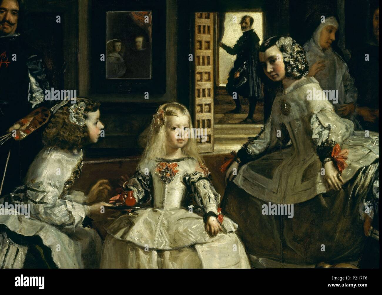 'Las Meninas, o la famiglia di Felipe IV" (dettaglio), c. 1656, olio su tela, P01174. Autore: Diego Velázquez (1599-1660). Posizione: Il MUSEO DEL PRADO-PINTURA, MADRID, Spagna. Foto Stock