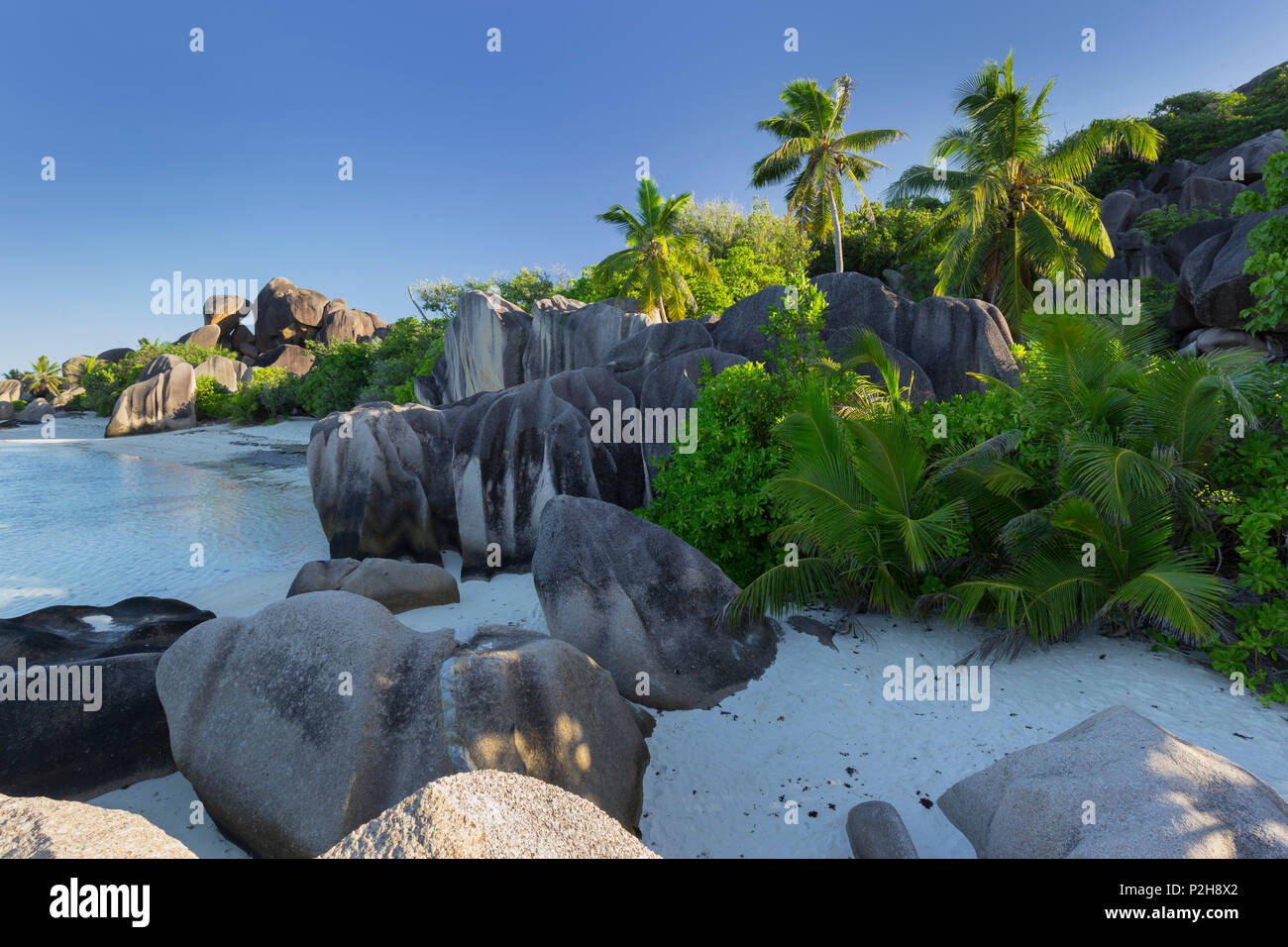 Rocce di granito ad Anse Source d'Argent, La Digue Island, Seicelle Foto Stock