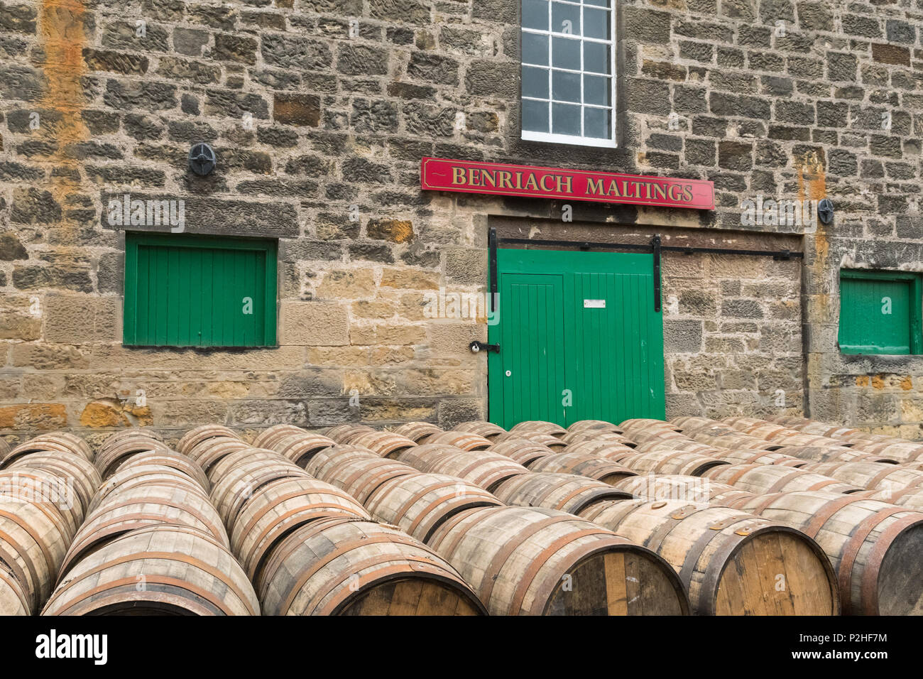 Benriach maltings - BenRiach distilleria di whisky, murene, Scotland, Regno Unito Foto Stock